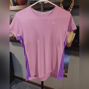 Nike Pink and Purple Fitted Short Sleeve Tee, Size Small